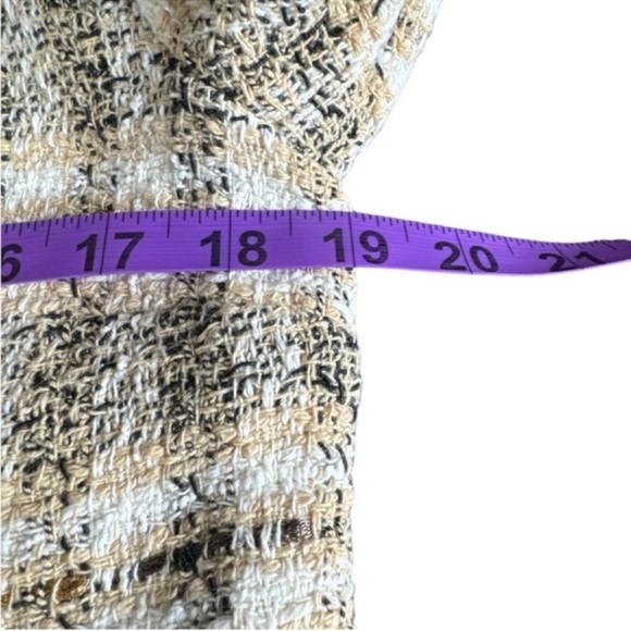 ZARA Tweed Blazer, Vegan Leather Pocket Flaps, Fringe Trim, Size M. - Picture 13 of 15